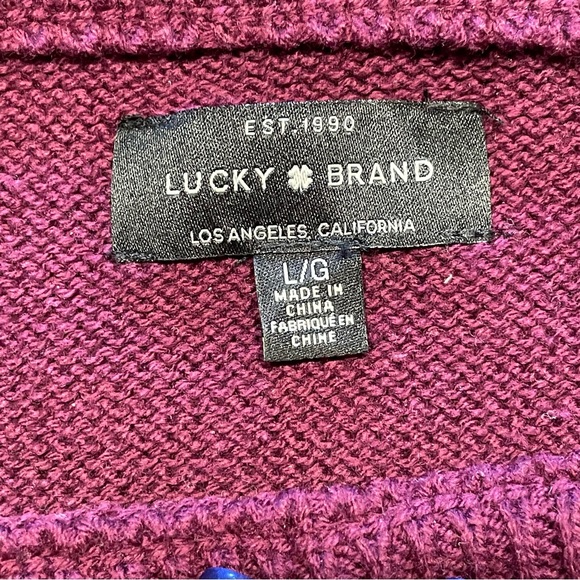 Lucky Brand Burgundy, Grey & Winter White Color-block Boatneck Sweater Size L - Picture 11 of 15